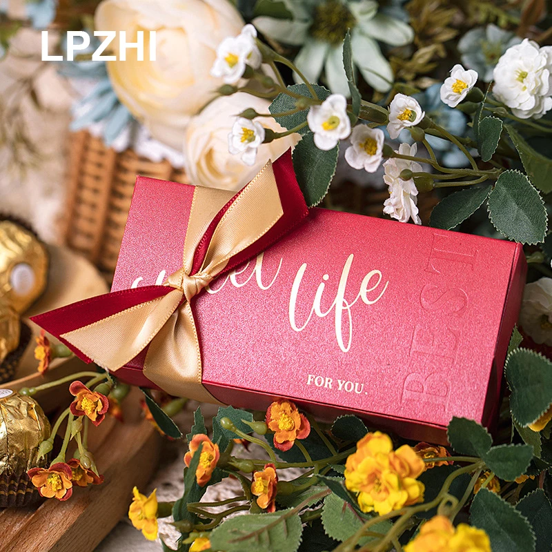 

LPZHI 20Pcs Wedding Chocolate Packaging Treat Gift Boxes With Ribbon Bridal Shower Birthday Graduation Party Favor For Candy