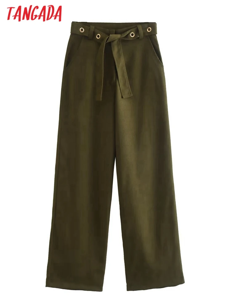 

Брюки женские зеленые на молнии с карманами и вырезом-лодочкой