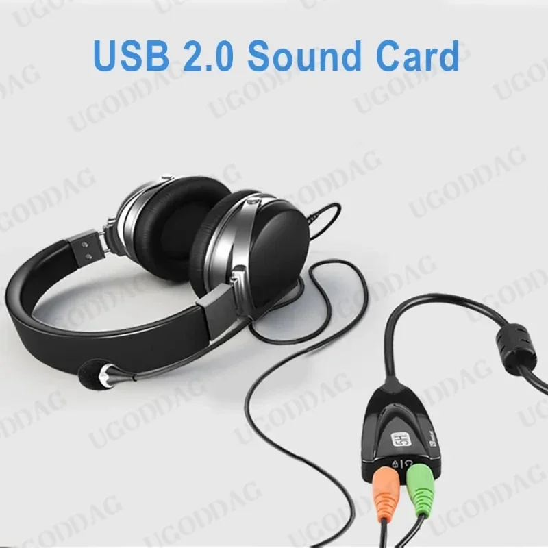 Фото Звуковая карта USB 7.1, адаптер для микрофона и наушников 5HV2, USB-динамик 3D, внешняя звуковая карта USB для портативного компьютера, ПК №2