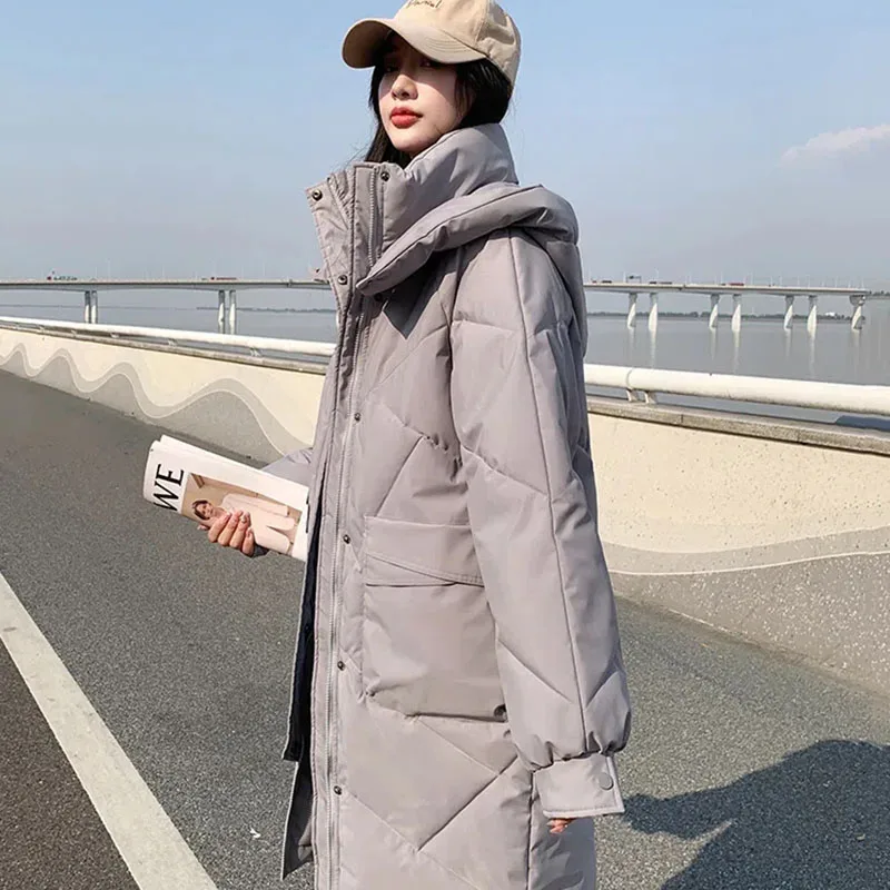 

New Thicken Parkas Overcoat Winter Coat Womens Korean Down Cotton Jacket Long Hooded Warm Casual Female Outwear Quilted Jackets