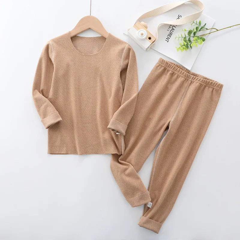 

Новинка зимы 2022, комплект детского термобелья, комплект одежды в полоску для мальчиков и девочек, повседневный Детский Теплый костюм, мягкий, #2208