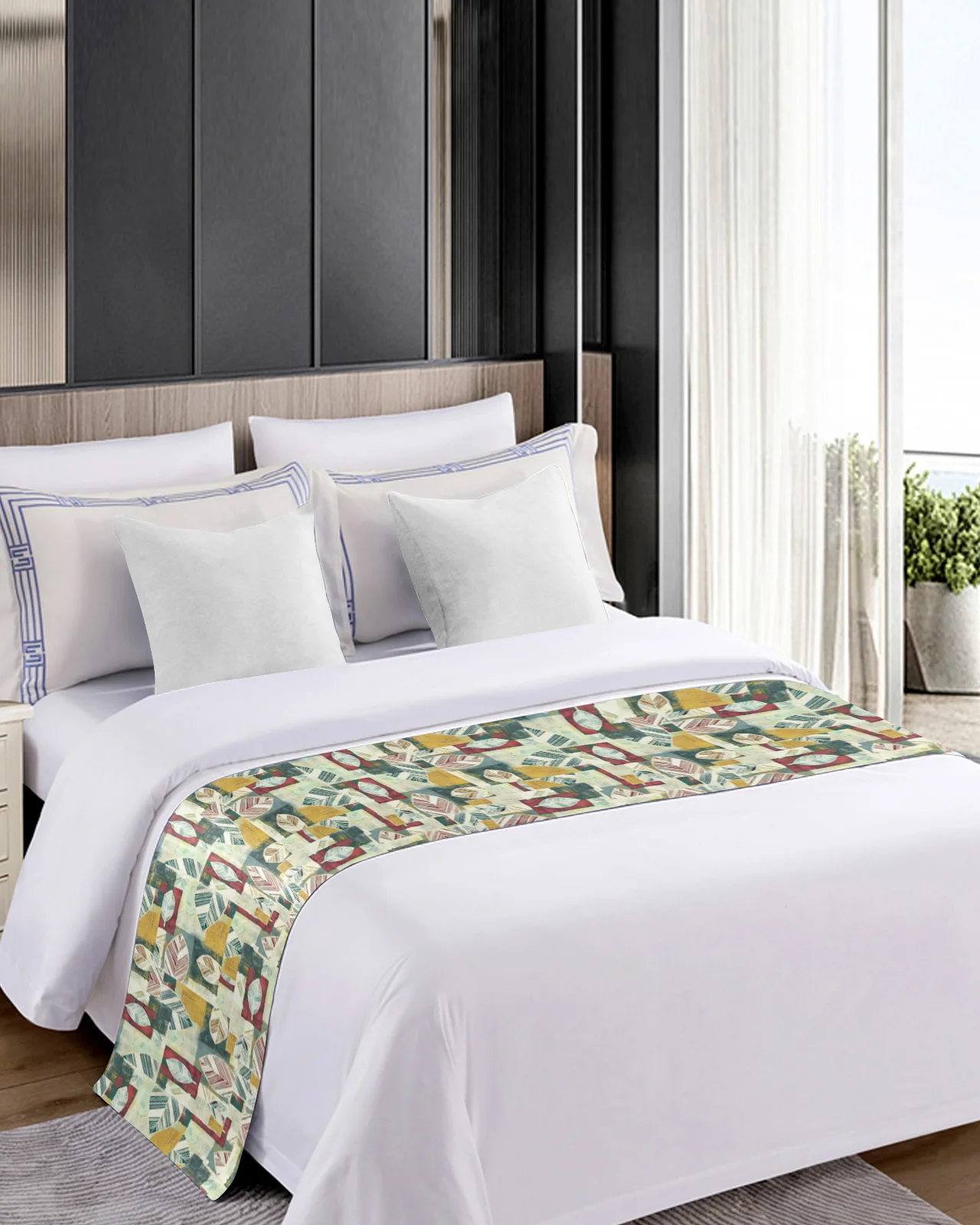 Абстрактное перо Геометрическая подстилка для кровати украшение дома отеля флаг