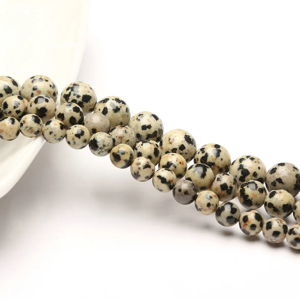Natural Spotted Stone Round Loose Beads 4 6 8 10MM Pick Size For Jewelry Making diy Bracelet