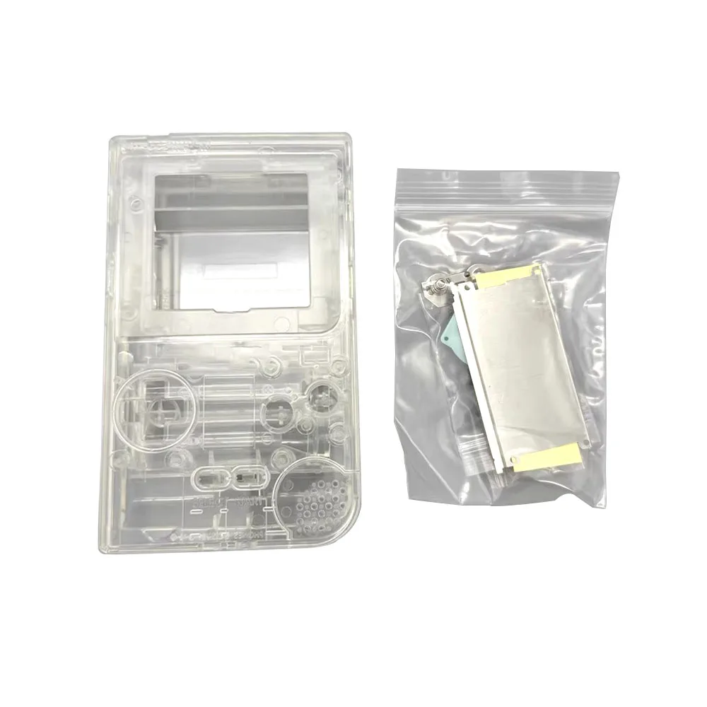 Фото Новый комплект прозрачных и белых корпусов для GameBoy Light GBL, оригинальный размер, чехол с кнопками, резиновые подушечки, белая стеклянная линза №3