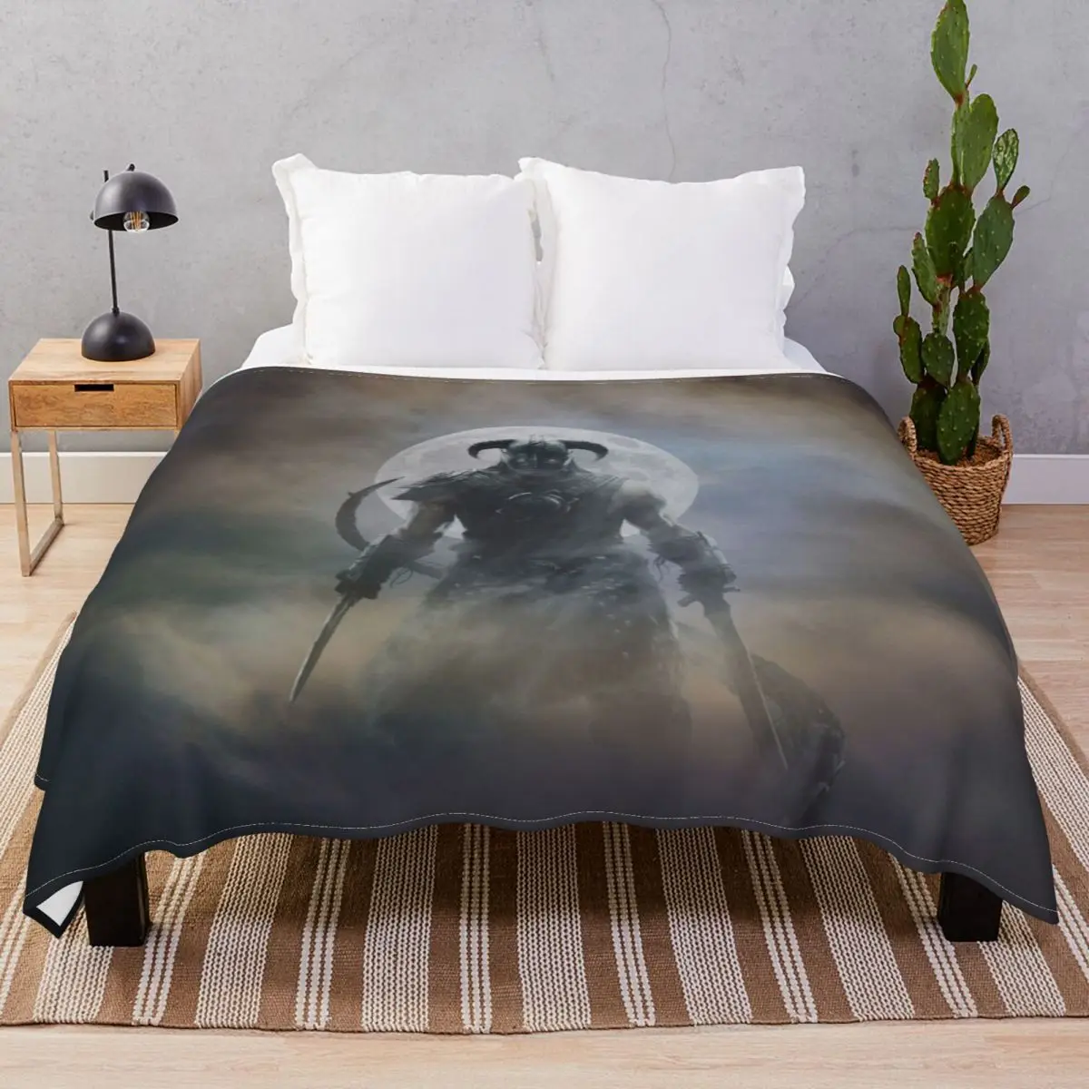 Skyrim Warrior Blankets Flannel Plush Decoration Fluffy Throw Blanket for Bed Home Couch Camp Office