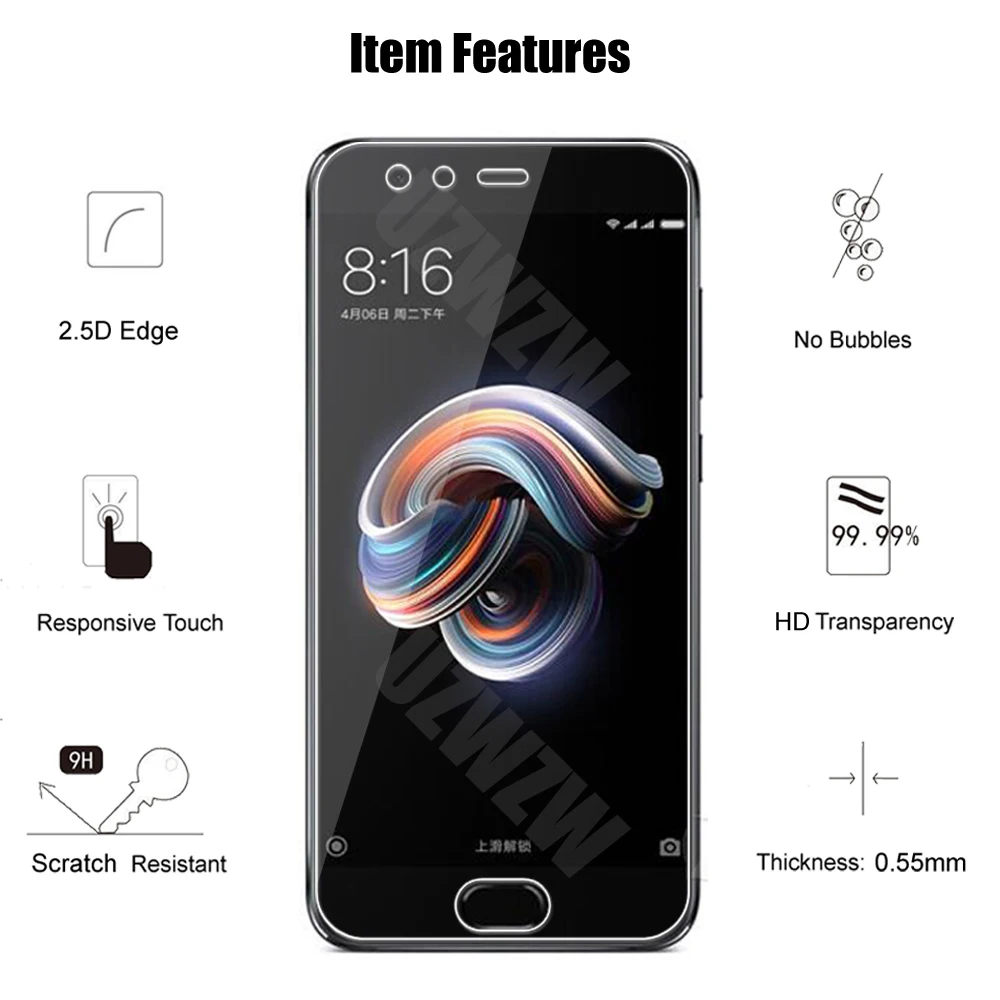 2pcs For Xiaomi Mi Note 3 Premium 2.5D 0.26mm Protective Tempered Glass Screen Protectors HD Clear
