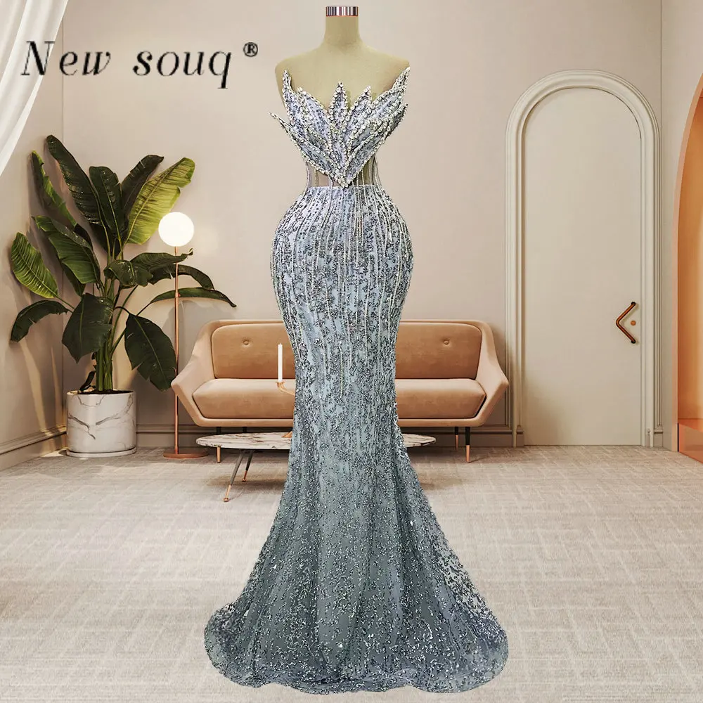 

Модные блестящие Серебристые Длинные вечерние платья с блестками пикантные без рукавов Прозрачный корсет русалка свадебное банкетное платье