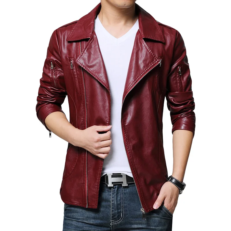 Motorcycle leather jacket 5XL men's autumn / fashion large lapel artificial leather /Designer brand men's clothing large Pu tops