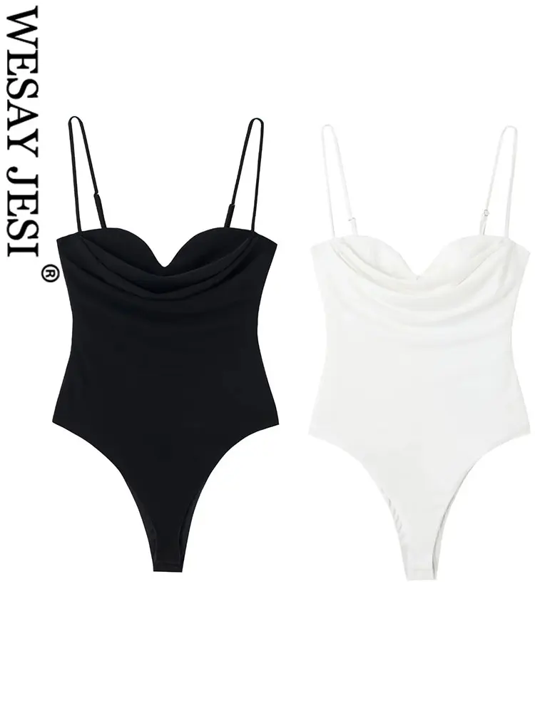 

WESAY JESI однотонный расклешенный воротник Топ облегающий боди двухцветный сексуальный уличный Модный Эластичный хлопковый свободный женски...