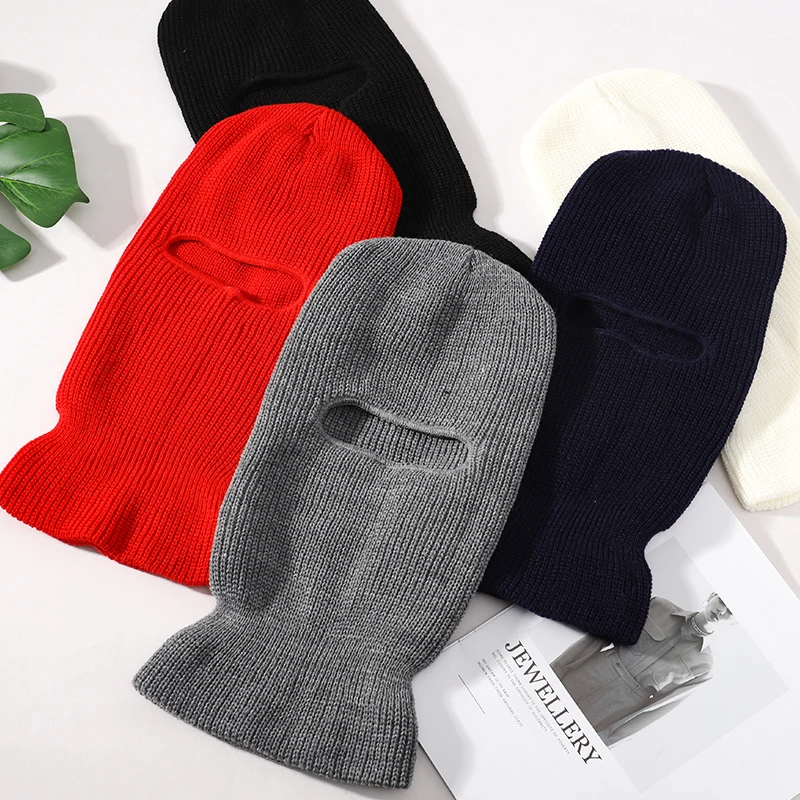 Новинка 2022 вязаная шапка с 1 отверстием лыжная маска унисекс зимняя теплая