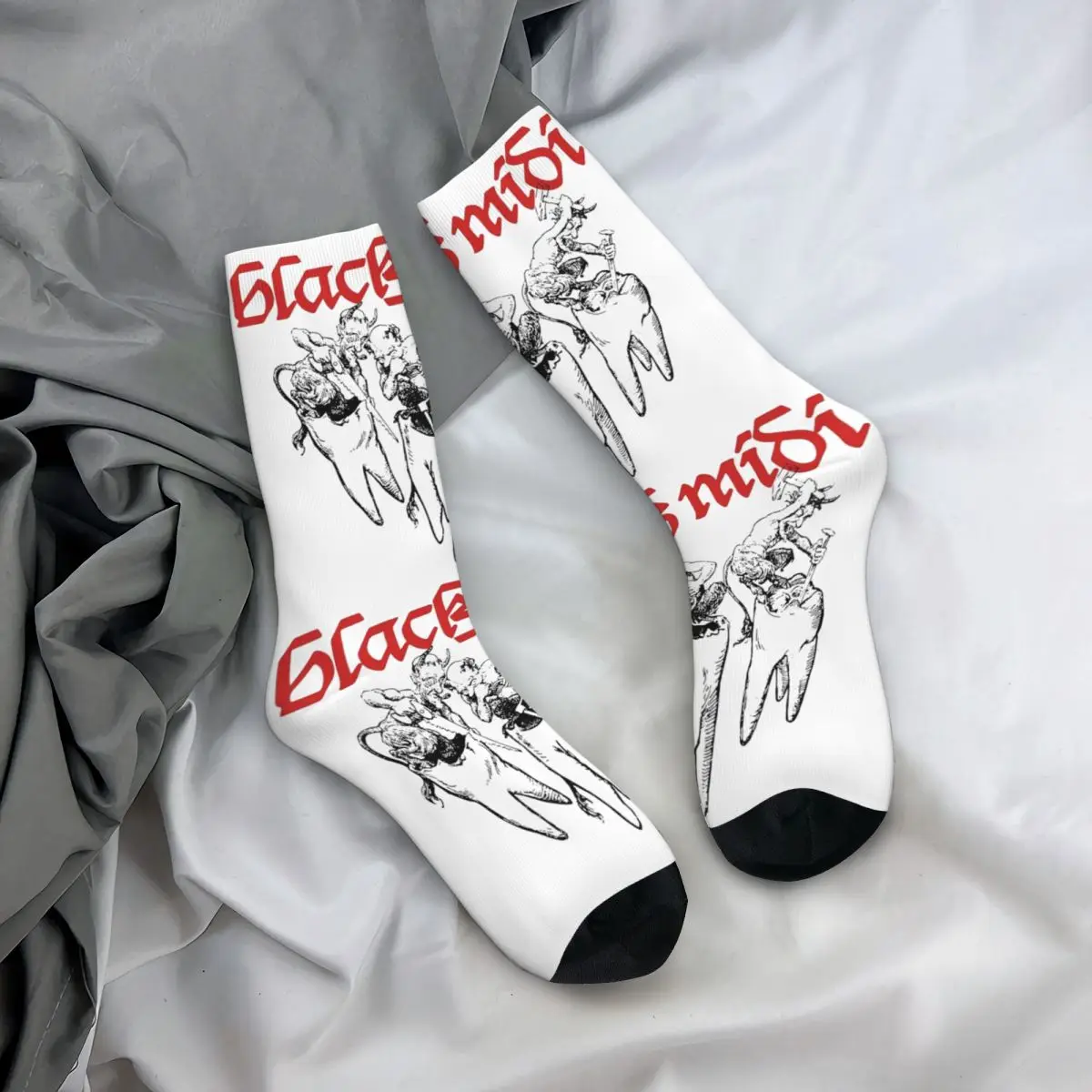 Носки мужские/женские средней длины повседневные Черные носки с изображением