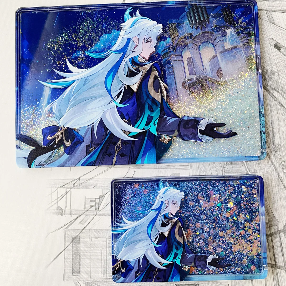 Аниме игра Genshin Impact Neuvillette акриловый зыбучий песок маджонг настроить акриловые