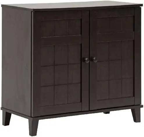 

Wood Modern Shoe Cabinet, Short, Dark Brown