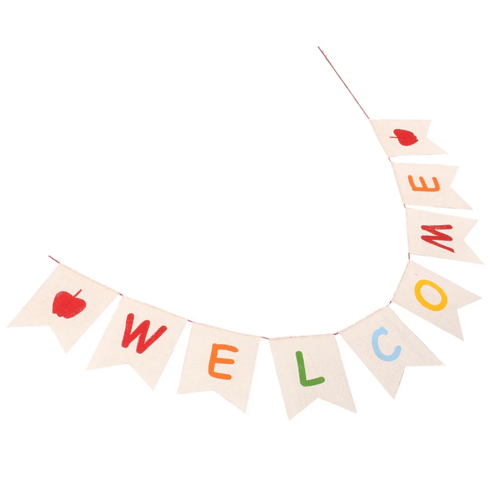 

1 Set Welcome Banners Linen Banner Decor School Party Decor Decorative Banners for Landscape