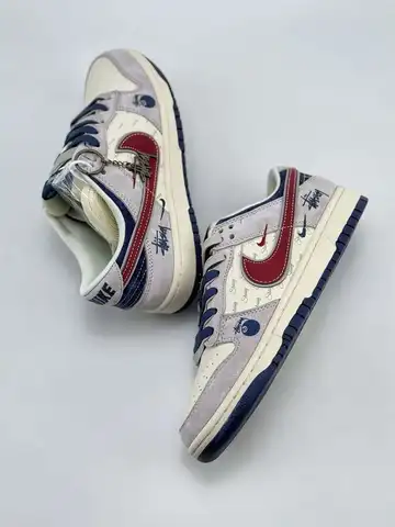350 Прямые товары от фабрики OG Company [NK] SB Low X Stussy Серый Синий Красный Крючок Двойная шнуровка Оригинальный основной материал Эксклюзивный V