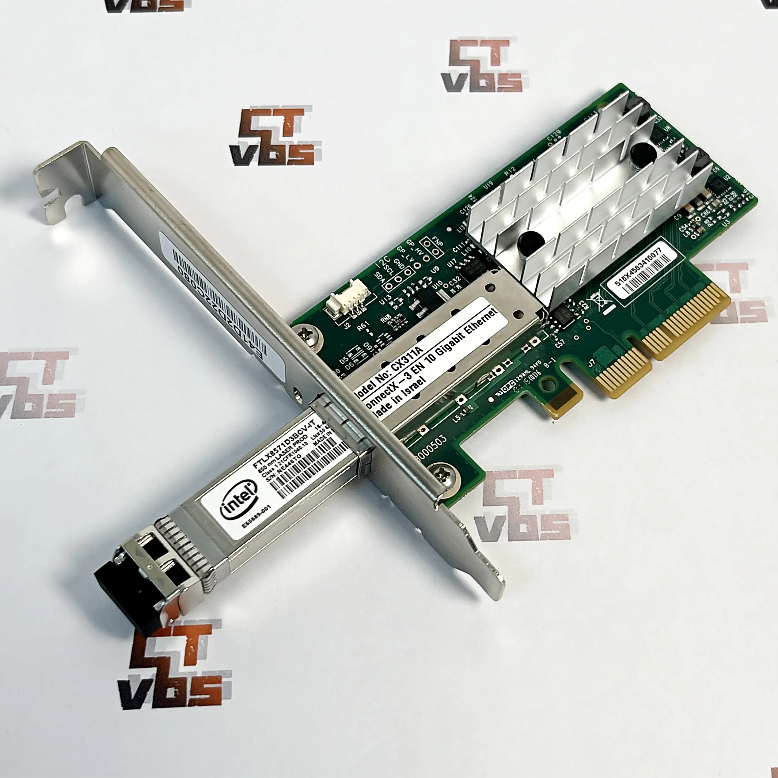 MCX311A-XCAT Mellanox ConnectX-3 EN CX311A 10G Ethernet 10GbE SFP+ PCIe NIC Adapter w/ 10G SFP Fiber Optic Module