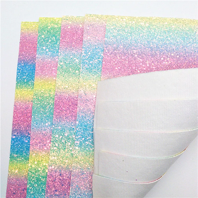 Pastel Радужная блестящая кожа искусственная ткань винил с фетровой подложкой