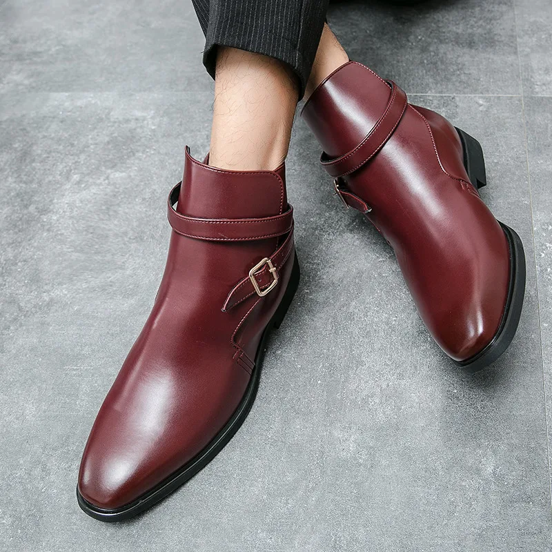 Модные красные модельные туфли в стиле ретро для мужчин кожаные повседневные