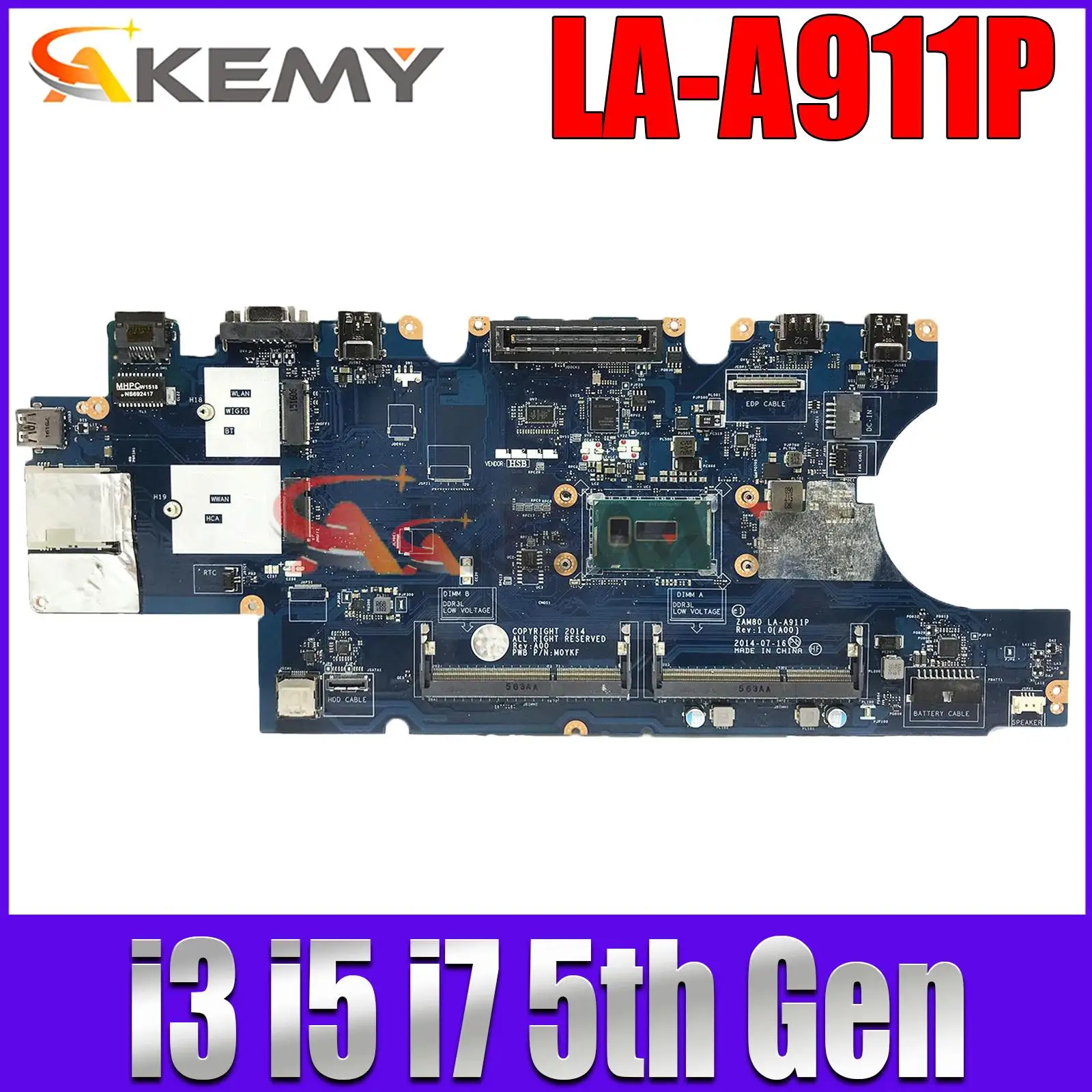 

LA-A911P For dell Latitude 15 5550 E5550 Notebook Motherboard CN-0XGMKX 0V82HM Mainboard with 3755U i3 i5 i7 5th Gen CPU