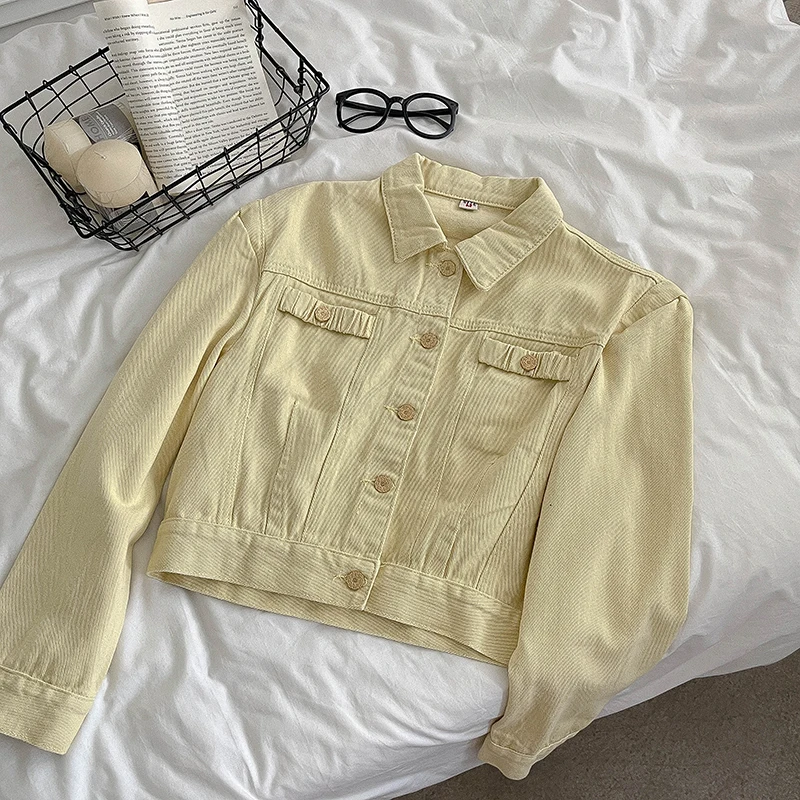 Новая женская джинсовая куртка модные однотонные универсальные шорты топ