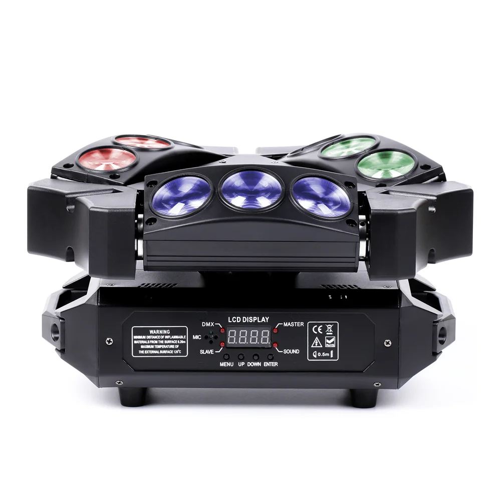 

Spider Mini 9pcs Beam Rotating Heads LED RGB Stage Effects Light DMX512 Disco Lights Party