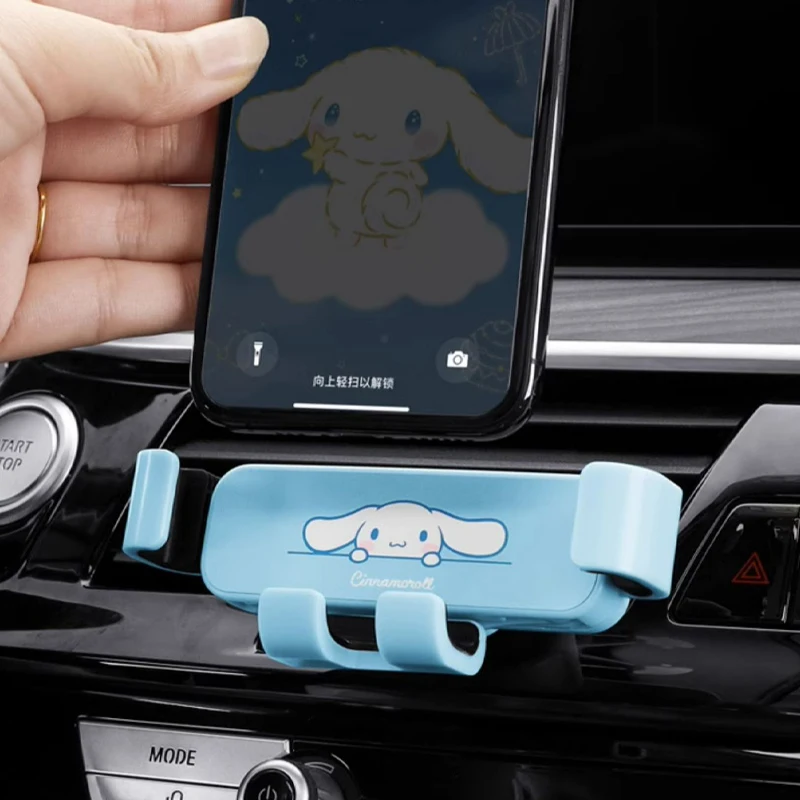 

Cinnamoroll kawaii Car Phone Holder Sanrio Anime My Melody Gravity Support Mount Universal Car Air Vent Clip Smartphone Holder