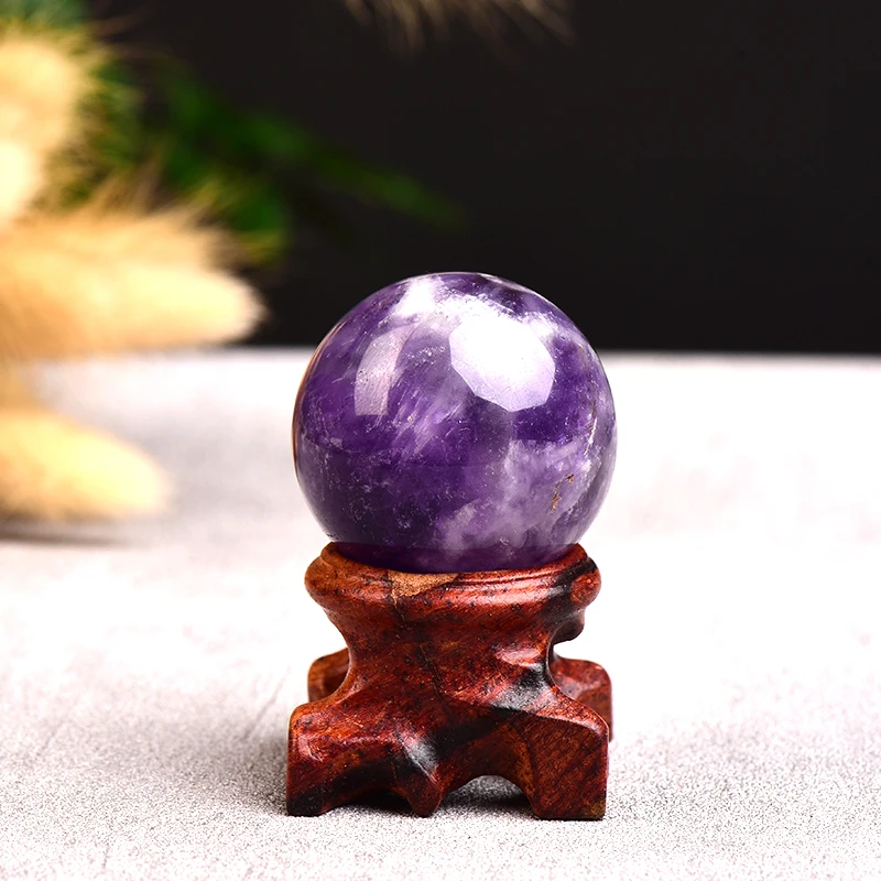 

Wholesale Natural Purple Crystal Ball Reiki Mineral Specimen Energy Healing Stone Home Decor Collection Fengshui Series Gift 1PC