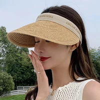 2021 summer woman sun hats anti uv female outdoor visor caps hand made straw cap casual shade hat empty top hat beach cap