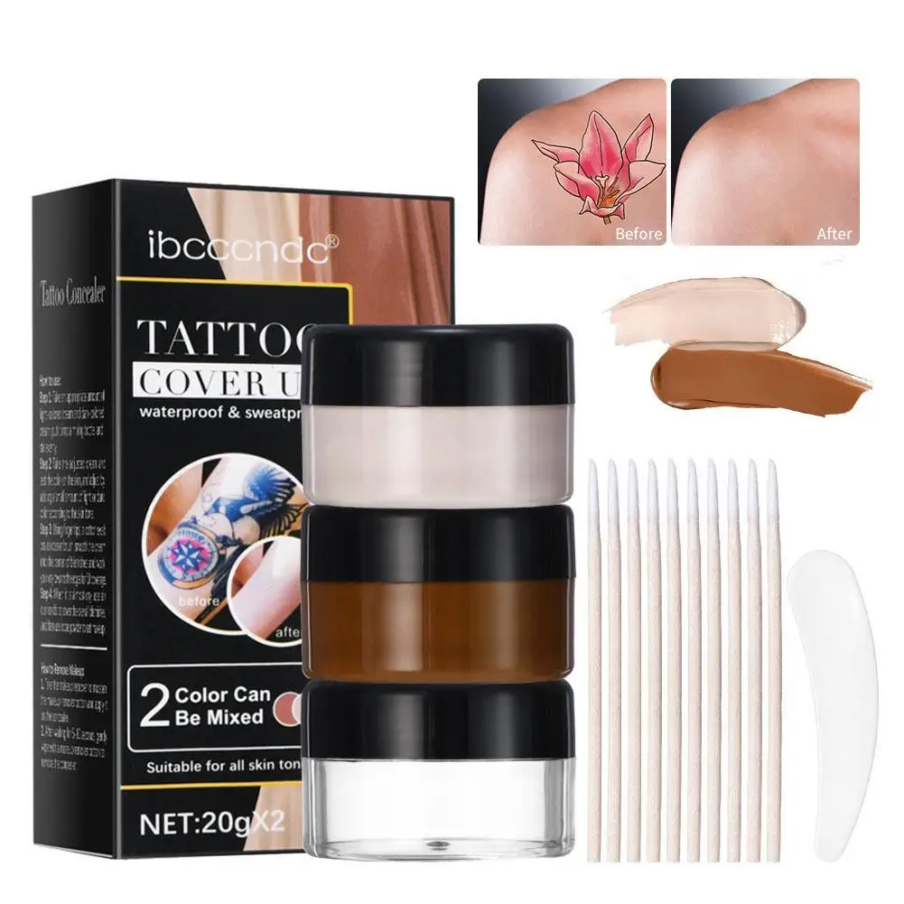 

Dark Cream Light Cream Tattoo Concealer Double Color Waterproof Excellent Full Coverage Concealer Makeup Scar Birthmark Scar