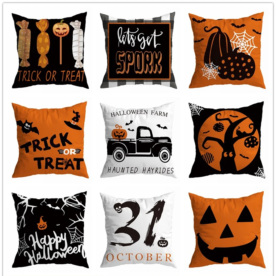 

Halloween Pumpkin Cushion Cover 45x45cm Festive Decor Home Throw Pillow Covers For Couch Decorations Cushion Pillow