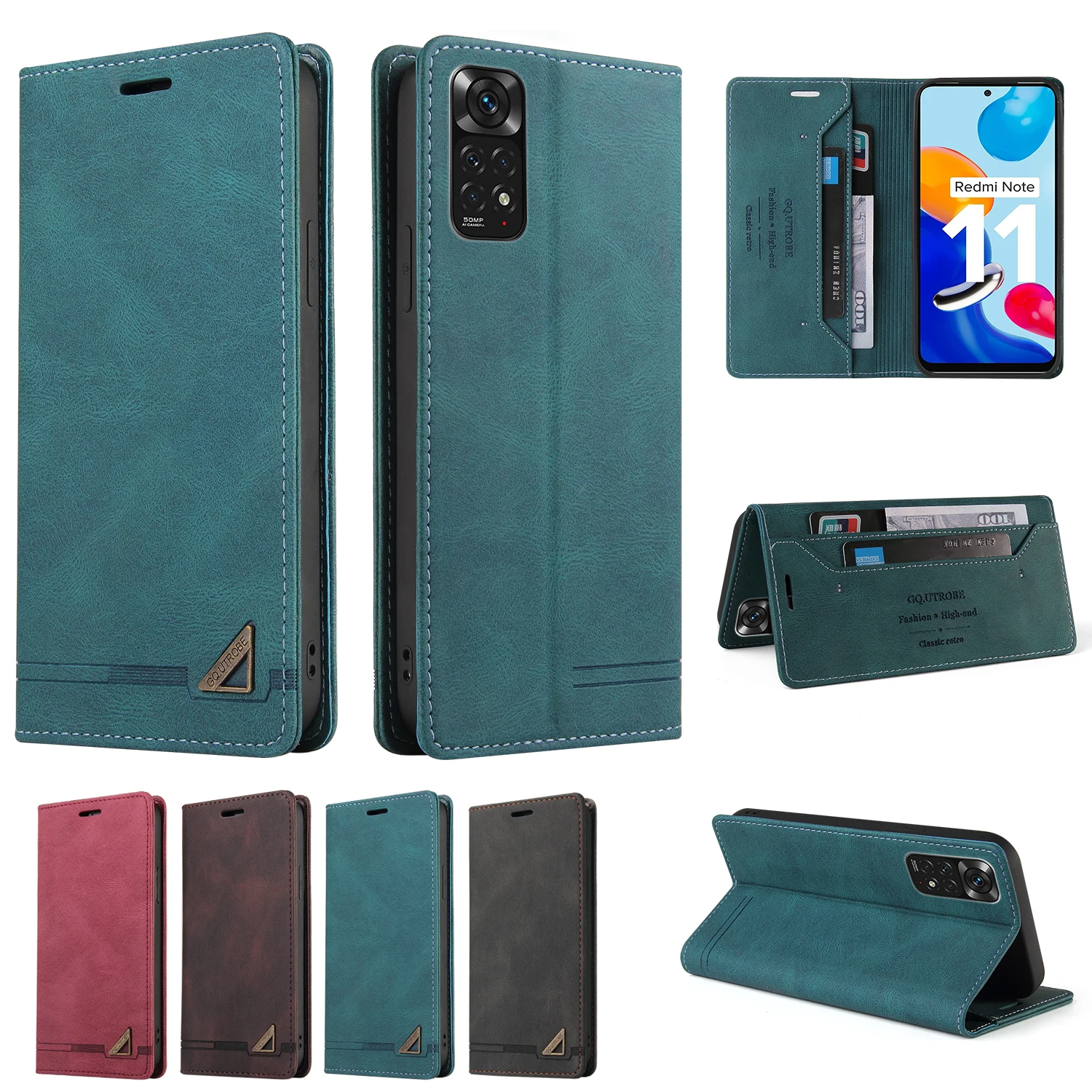 

Кожаный чехол с защитой от кражи для Redmi Note 11S 10S 9S 8 7A Redmi 10 9 9A 9C 9T 8A 7A Mi POCO F3 X3 NFC M3 Pro 11T, чехол для телефона