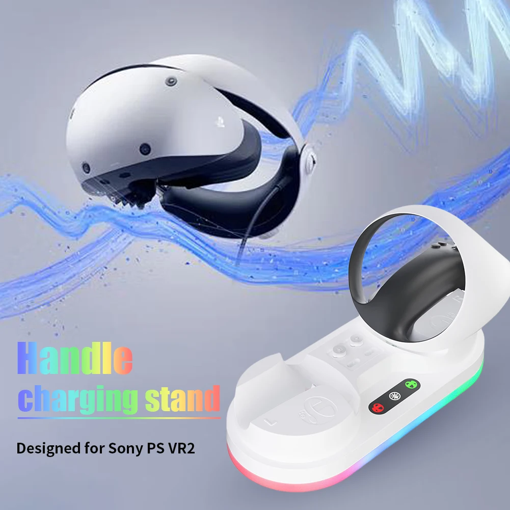 

Зарядное устройство с двумя ручками со встроенным индикатором, беспроводная зарядная станция, противоскользящее магнитное зарядное устройство с сенсорным управлением для контроллера PS VR2