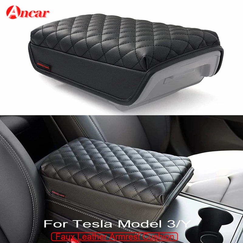 

For Tesla Model 3 Model Y Console Cover Armrest Cushion Scratch Resistant Faux Leather Center Console Protector Accessory