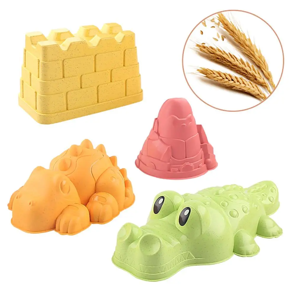 

4pcs Creative Castle Sand Clay Mold Dinosaur Animal Beach Sand Toy Interactive Funny Game Beach Toys For Children