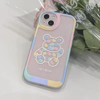 macaron color bear painting clear soft silicone phone case for iphone 11 12 13 pro xr x xs max iphone11 shockproof cover shell