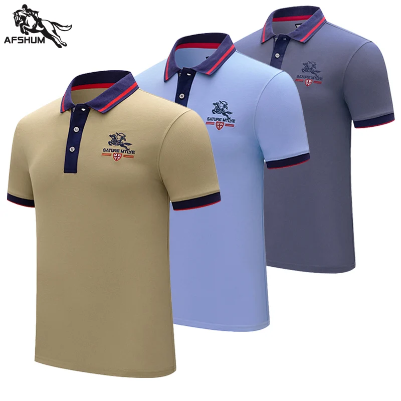 

polo shirt men summer new high quality cotton Men's Short sleeve Solid color embroidery Top mens Business casual polo shirt 8861