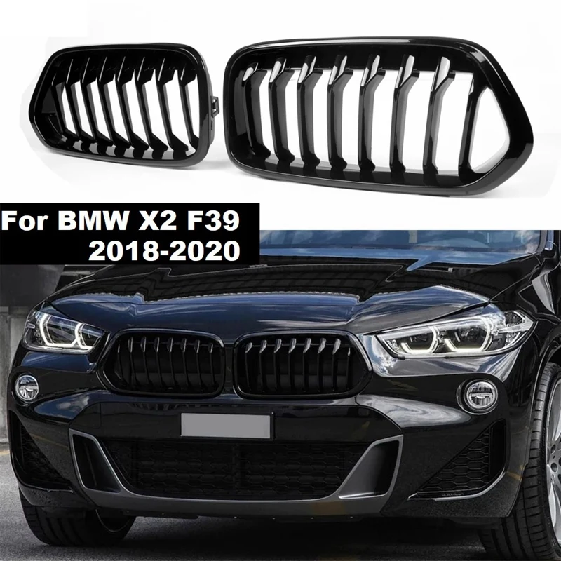 Черный передний бампер Однолинейный гриль почки для-BMW F39 X2 M35I Xdrive20d Xdrive28i Sdrive20i