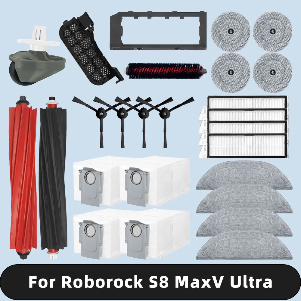 Фото Сменные детали для Roborock S8 MaxV Ultra робота-пылесоса основная боковая щетка, насадка на швабру, фильтр НЕРА, пылесборник, аксессуары №1