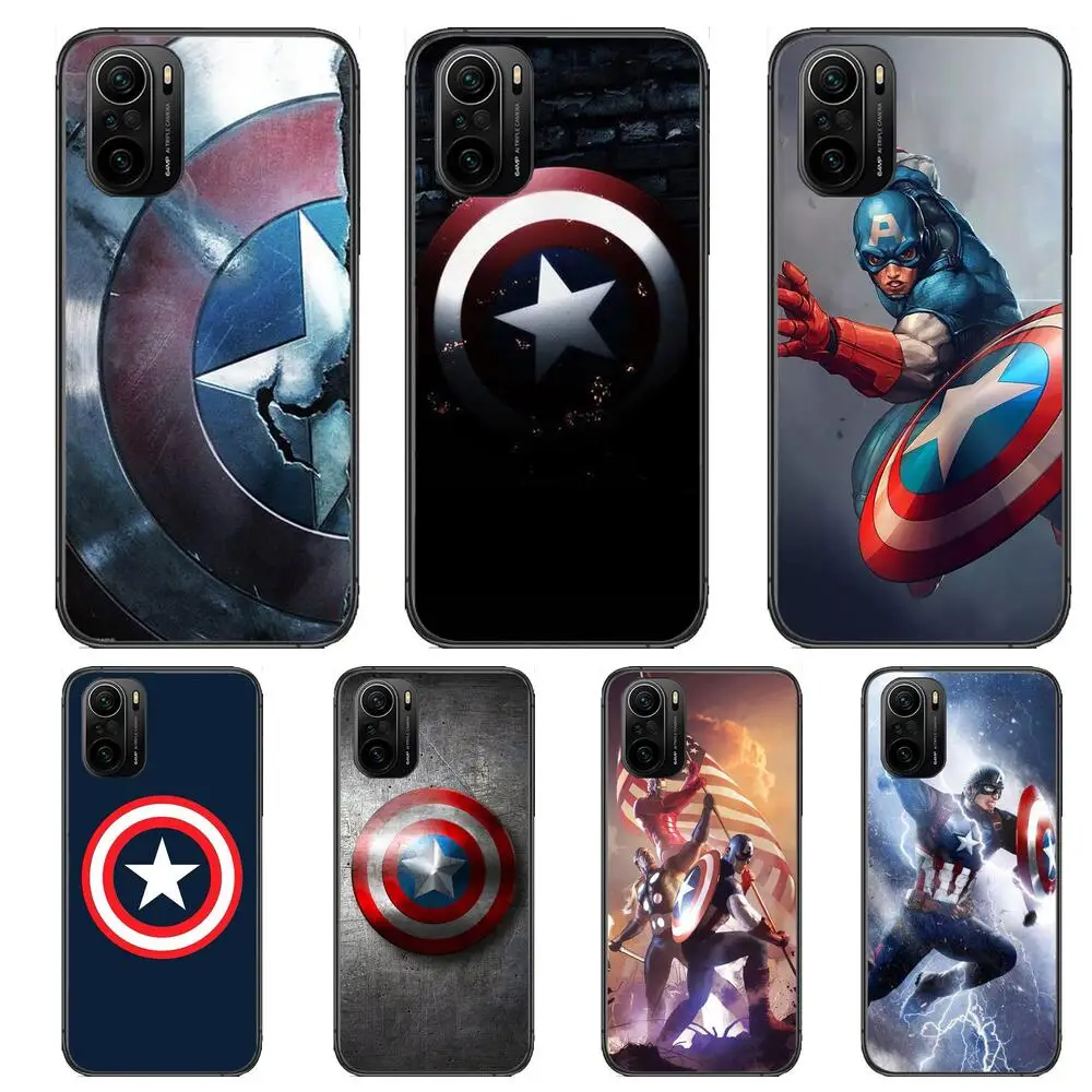

Marvel Captain America Phone Case For xiaomi redmi POCO F1 F2 F3 X3 Pro M3 9C 10T Lite NFC Black Cover Silicone Back Prett mi 10
