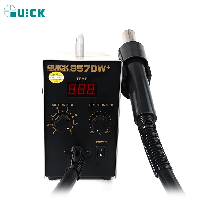 Фото QUICK 857DW + интеллектуальная станция для распайки горячим воздухом с двойным выхрением тока для SMD PCB BGA, сварочная станция, ремонт, инструменты для распайки №3