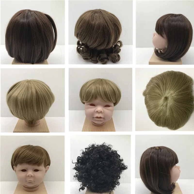 Latest 7 different models Reborn Doll Hair Wig DIY Reborn Baby doll Short and Curly Sticked Hair Wig DIY Doll Hair Accessories