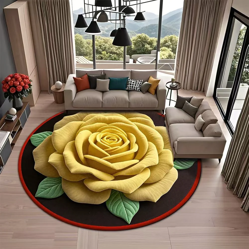 

Круглый цветочный ковер из хрустального бархата 60х60 см