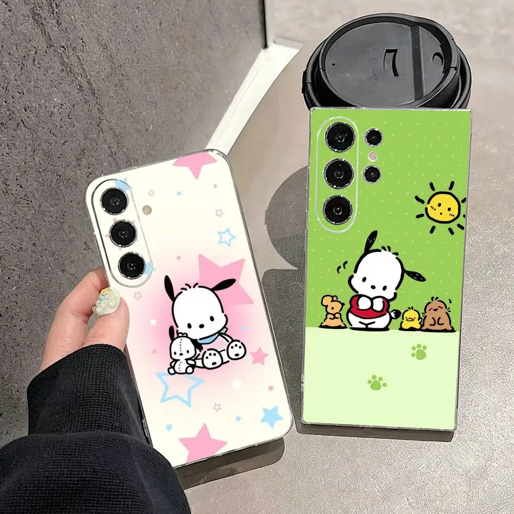 Фото Милый мультяшный чехол T-Pochacco-o для телефонов Samsung S25, S24, S21, S22, S23, S30, Ultra, S20, Plus, FE, Note, 10, 9, 5G, прозрачный №1
