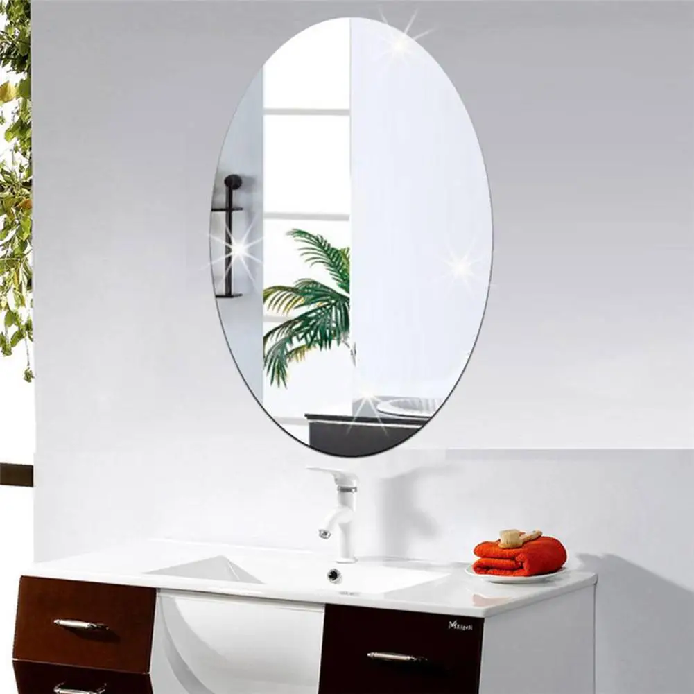 

Oval Mirror Wall Stickers Hd Acrylic Waterproof Self-adhesive Wallpaper For Home Wall Decoration