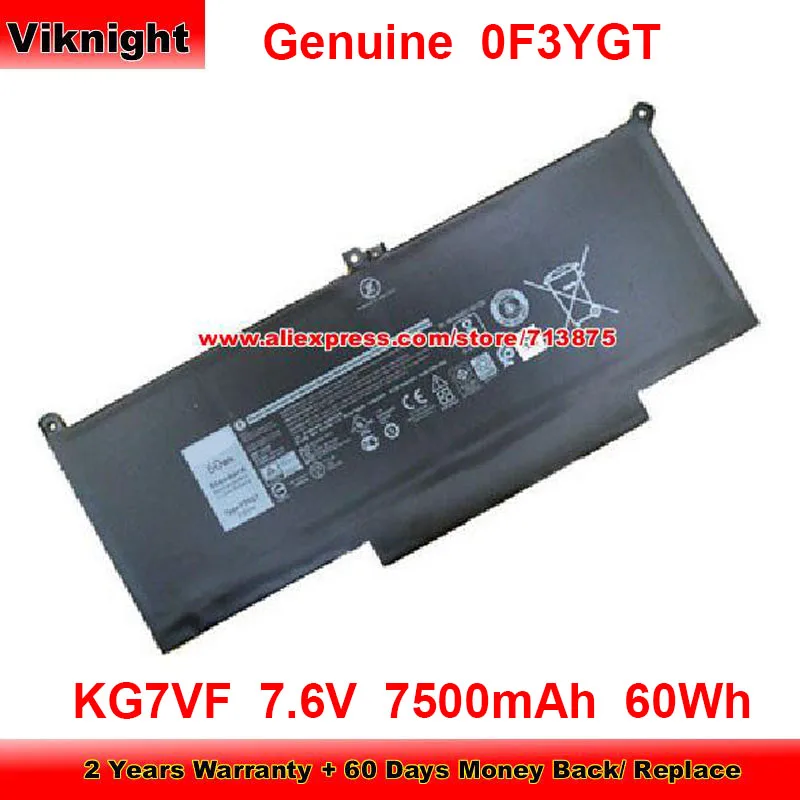 Genuine 7.6v 60wh F3ygt 12 Kg7vf Bateria para Dell Latitude 7000 7390 7480 E7280 Laptop