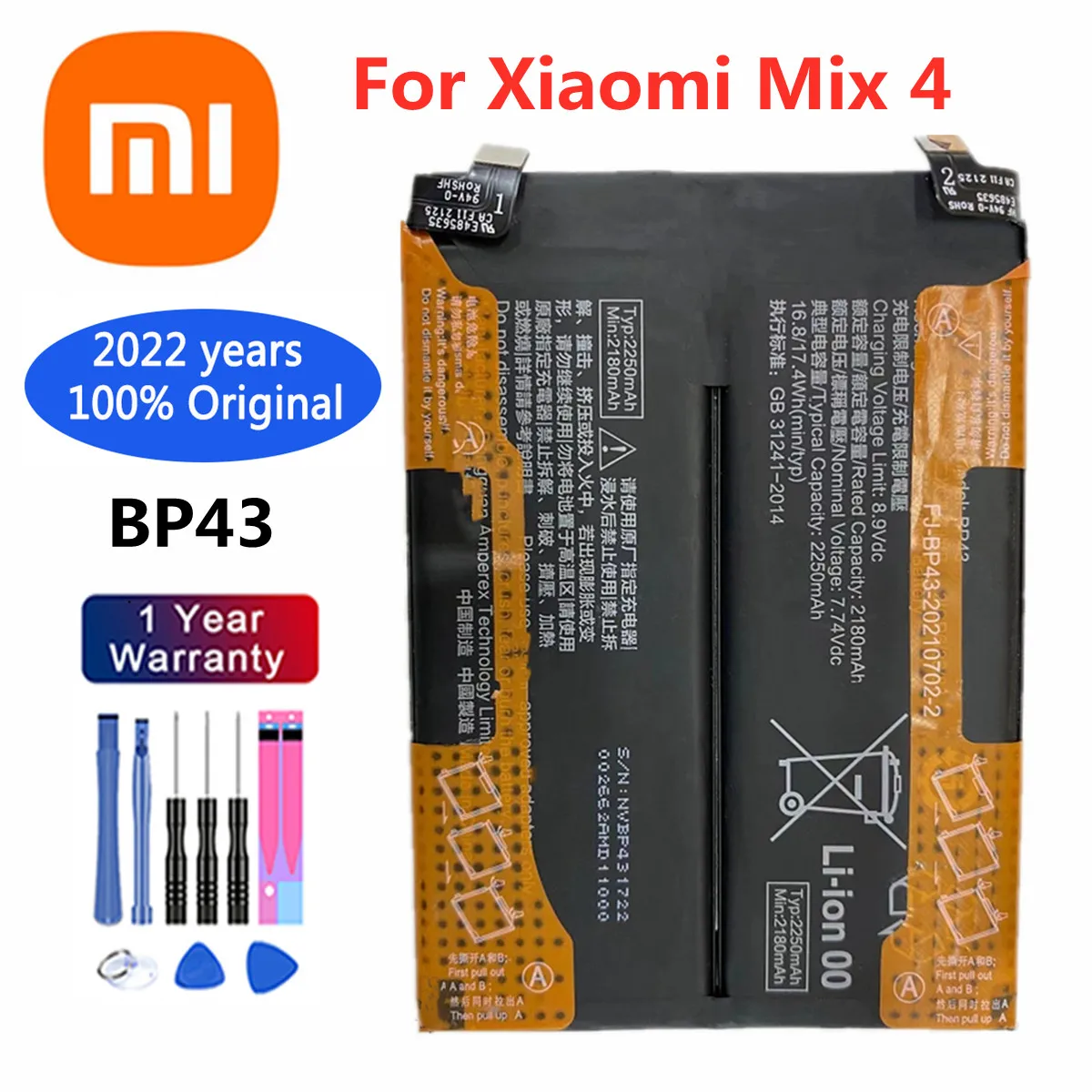 

Xiaomi 100% Orginal BP43 4500mAh Battery For Xiaomi Mi Mix 4 Mix4 High Quality Mobile Cell Phone Replacement Battery Batteries