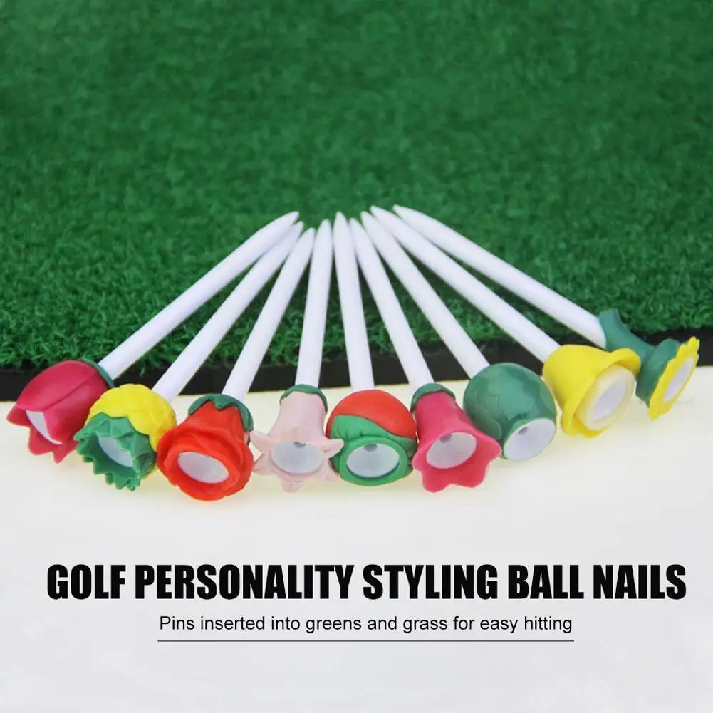 

5/6 Pack Plastic Golf Tees 83mm Wide Soft Rubber Cover Fruits Flower B0R4