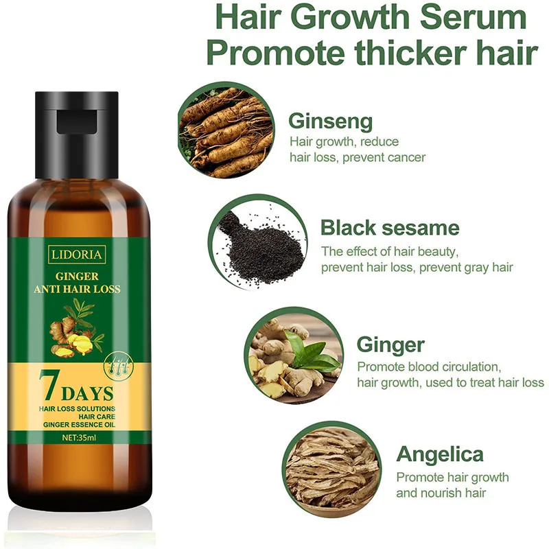 10Bottle Ginger Hair Growth Product Anti Hair Loss Serum Liquid Fast Grow Prevent Baldness for Men Women Hair Care Essential Oil images - 6