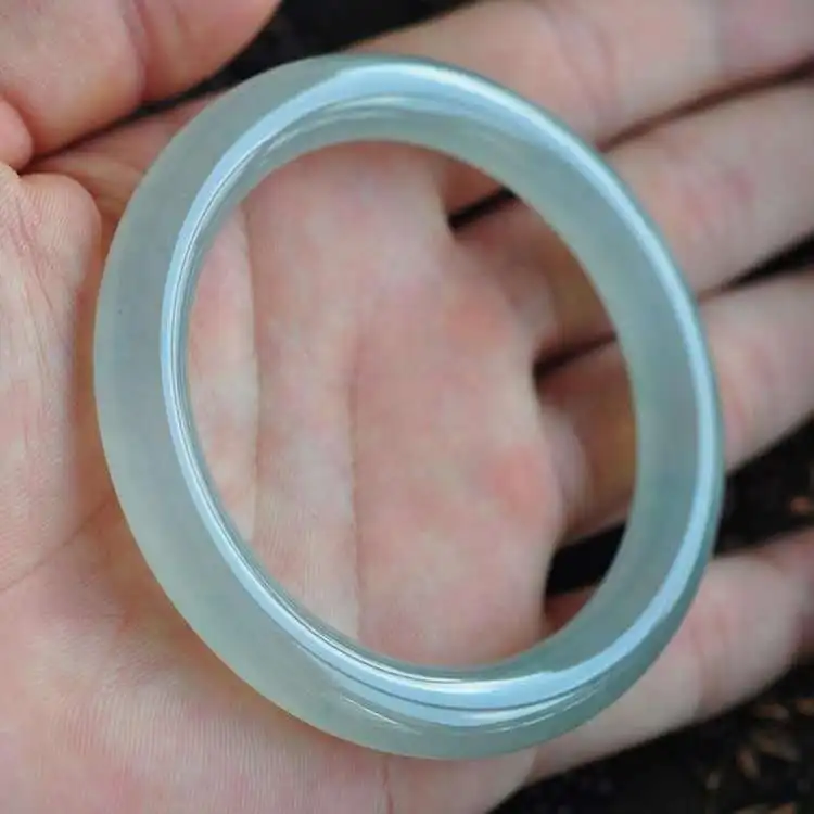 Натуральный светло-голубой нефритовый браслет ручной работы браслеты из