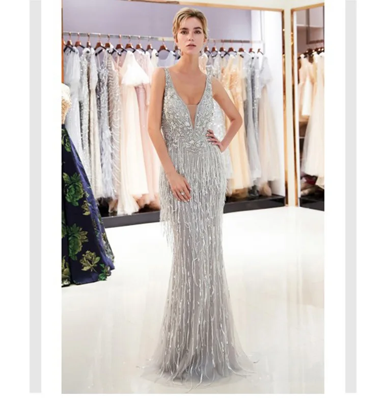 

Shiny Sequined V Neck Maxi Dress Backless Maxi Dress Stretch Backless Floor Length Padded Evening Party Dress Vestidos